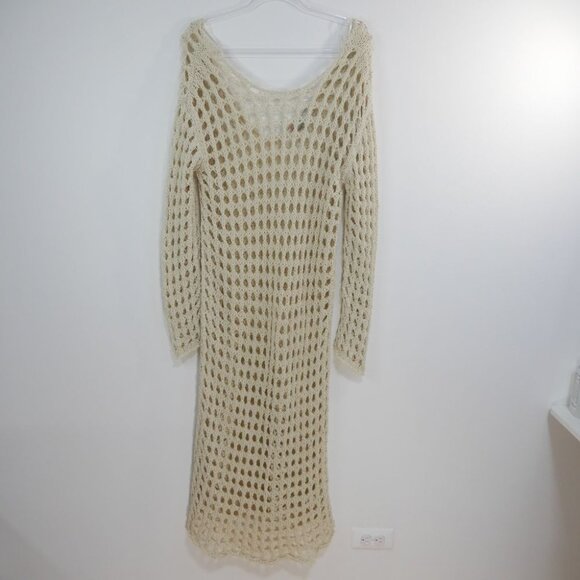 FREE PEOPLE Beach Sahara Sweater Midi Cover up DRESS Size S Cream Seed Pearl NEW - Picture 5 of 9